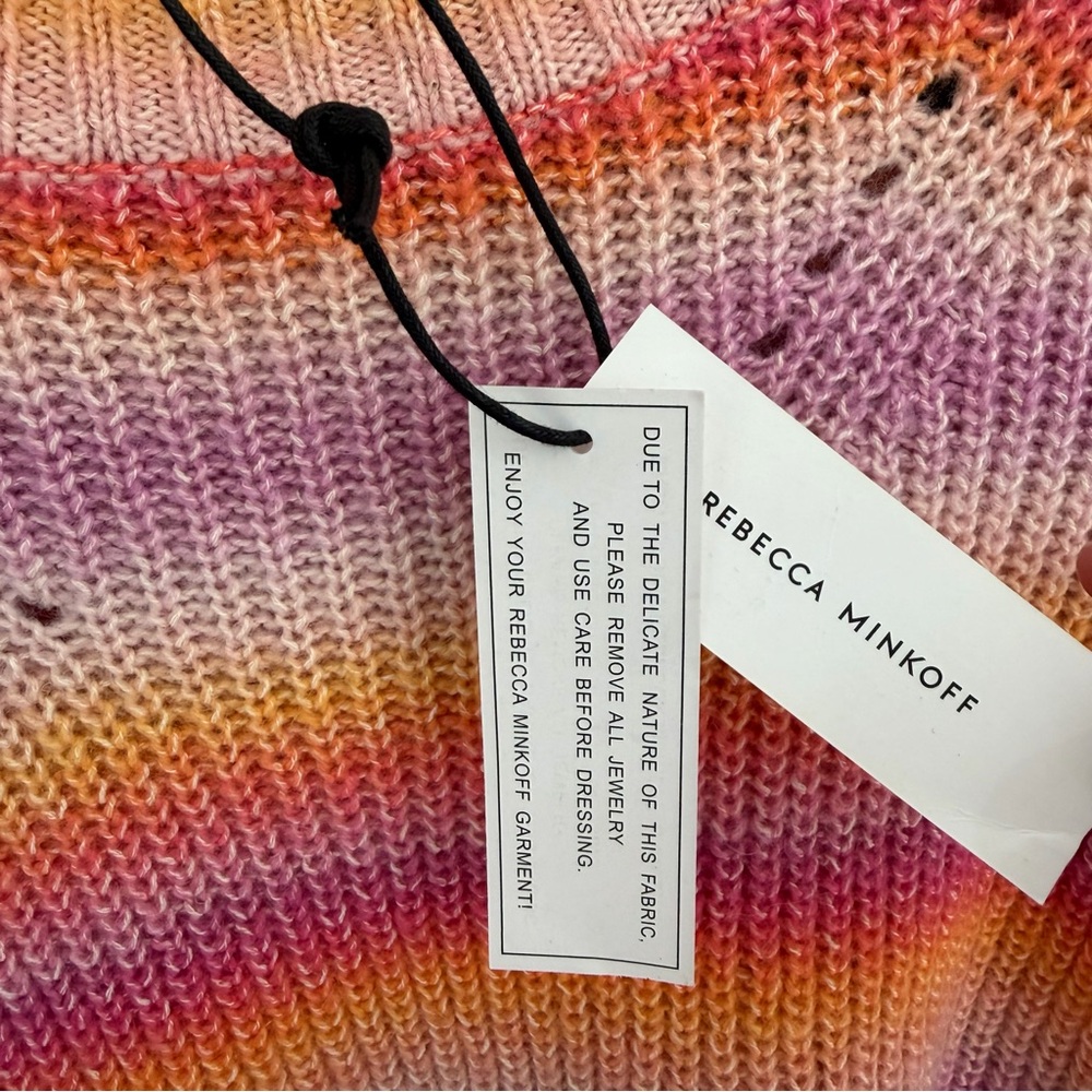 NWT Rebecca Minkoff Rainbow Stripe Sweater Colorful Soft Knit Pullover Size L - Picture 6 of 8